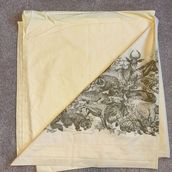 Vtg 70s Martex Luxor Double King Flat Sheet Jungle African Animals Brown Yellow - Picture 4 of 8